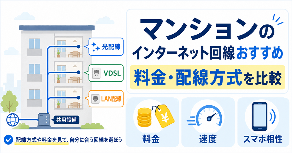 マンションのインターネット回線を料金・光配線・VDSL・LAN配線方式から比較するイメージ