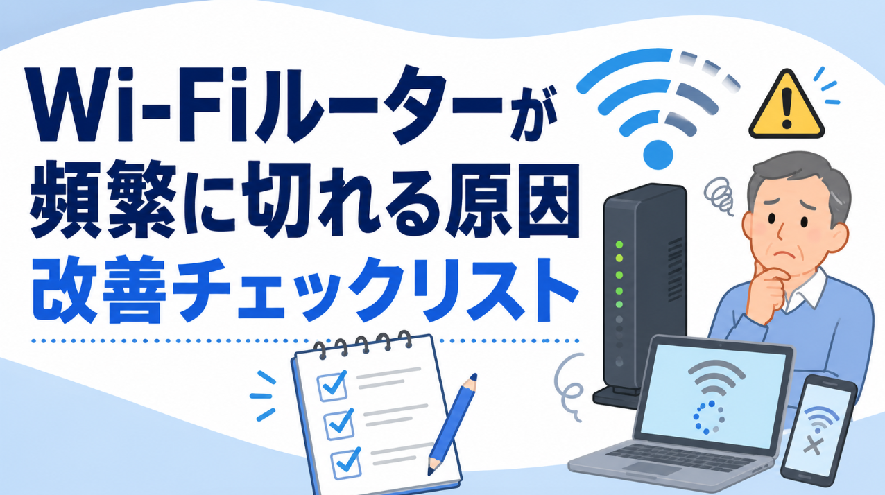 Wi-Fiルーターが頻繁に切れる原因と改善チェックリストを解説するアイキャッチ画像