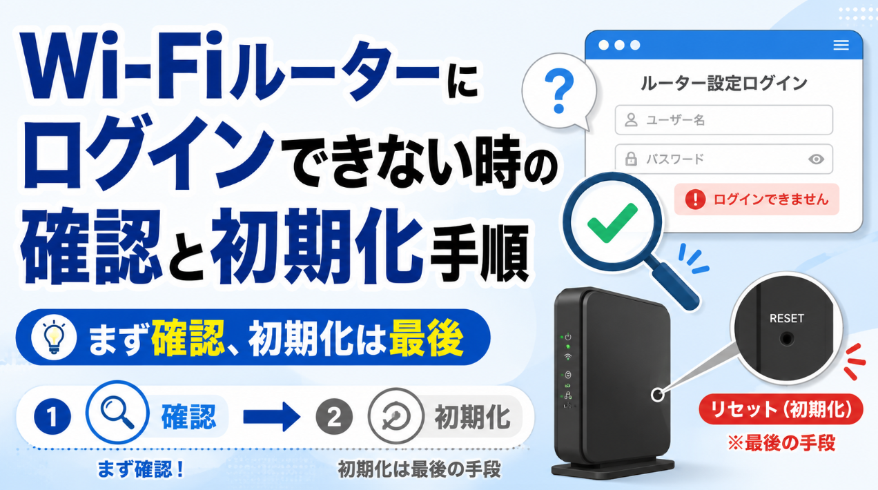 Wi-Fiルーターにログインできない時の確認方法とリセットによる初期化手順