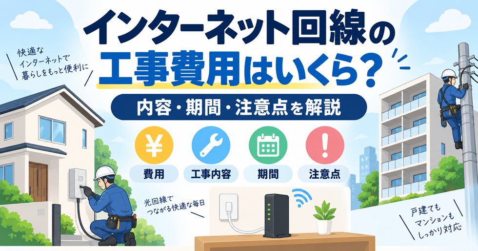 インターネット回線の工事費用はいくらか、工事内容・期間・注意点を解説するアイキャッチ画像